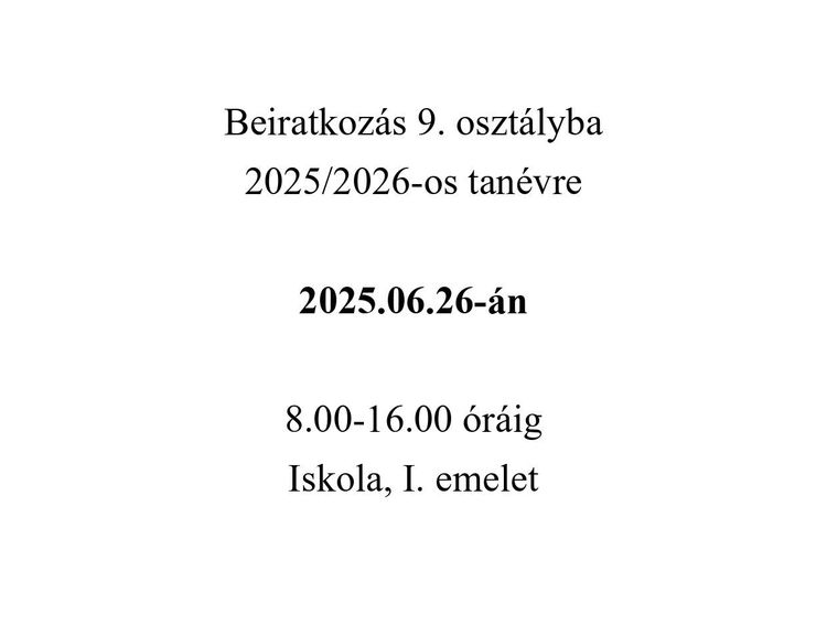 Beiratkozás 9. osztályba