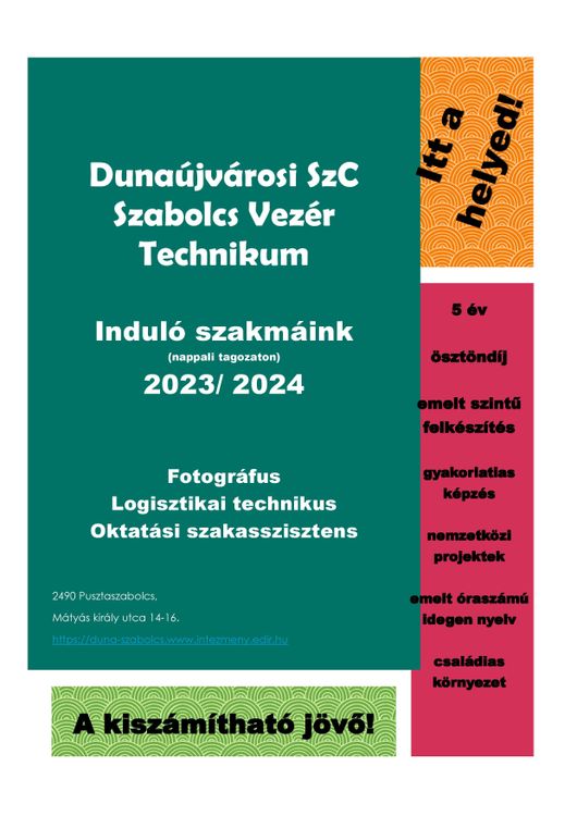 Induló szakmáink - 2023/2024